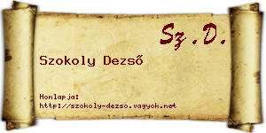 Szokoly Dezső névjegykártya