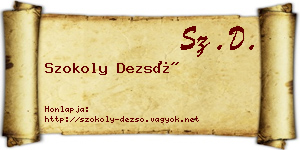 Szokoly Dezső névjegykártya